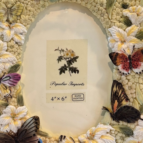 Hand painted frame 9” x 6.5” Floral Butterfly Picture Frame 4” x 6” picture - Picture 7 of 10